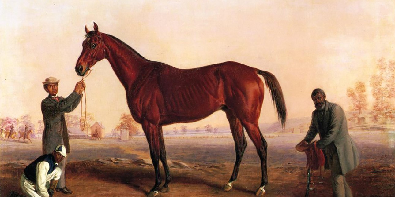 painting of three men and horse